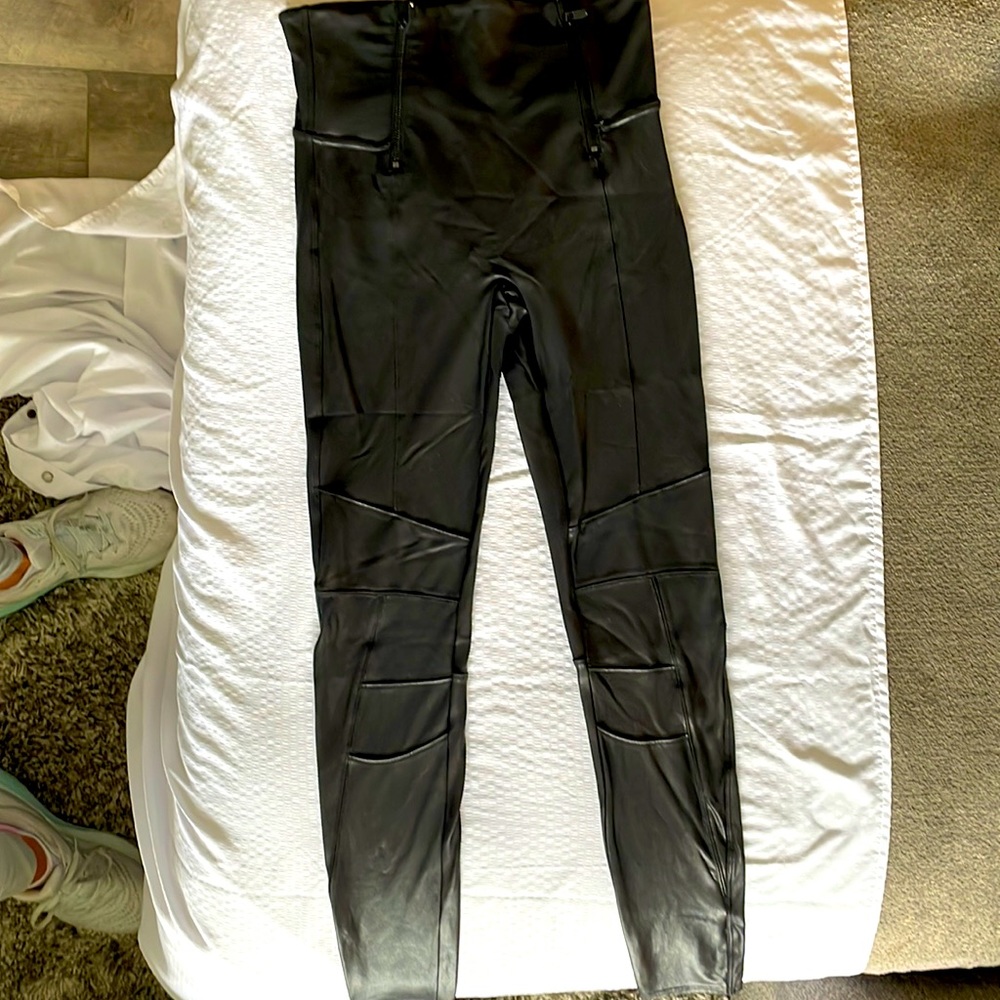 Spanx Faux Leather Black Moto with Zippers. They don’t make them anymore!